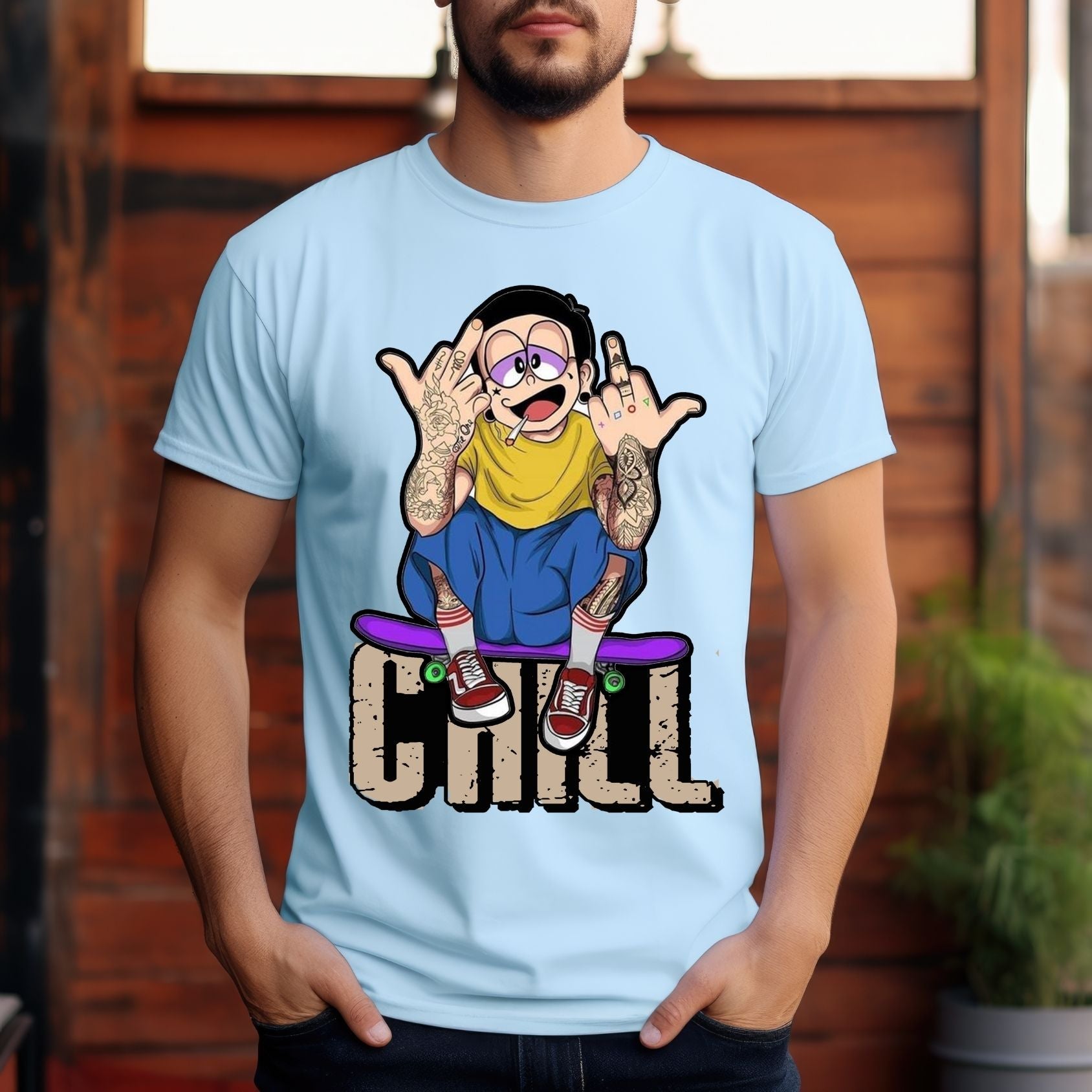 Chill Skate Cartoon T-Shirt – Urban Skater Graphic Tee