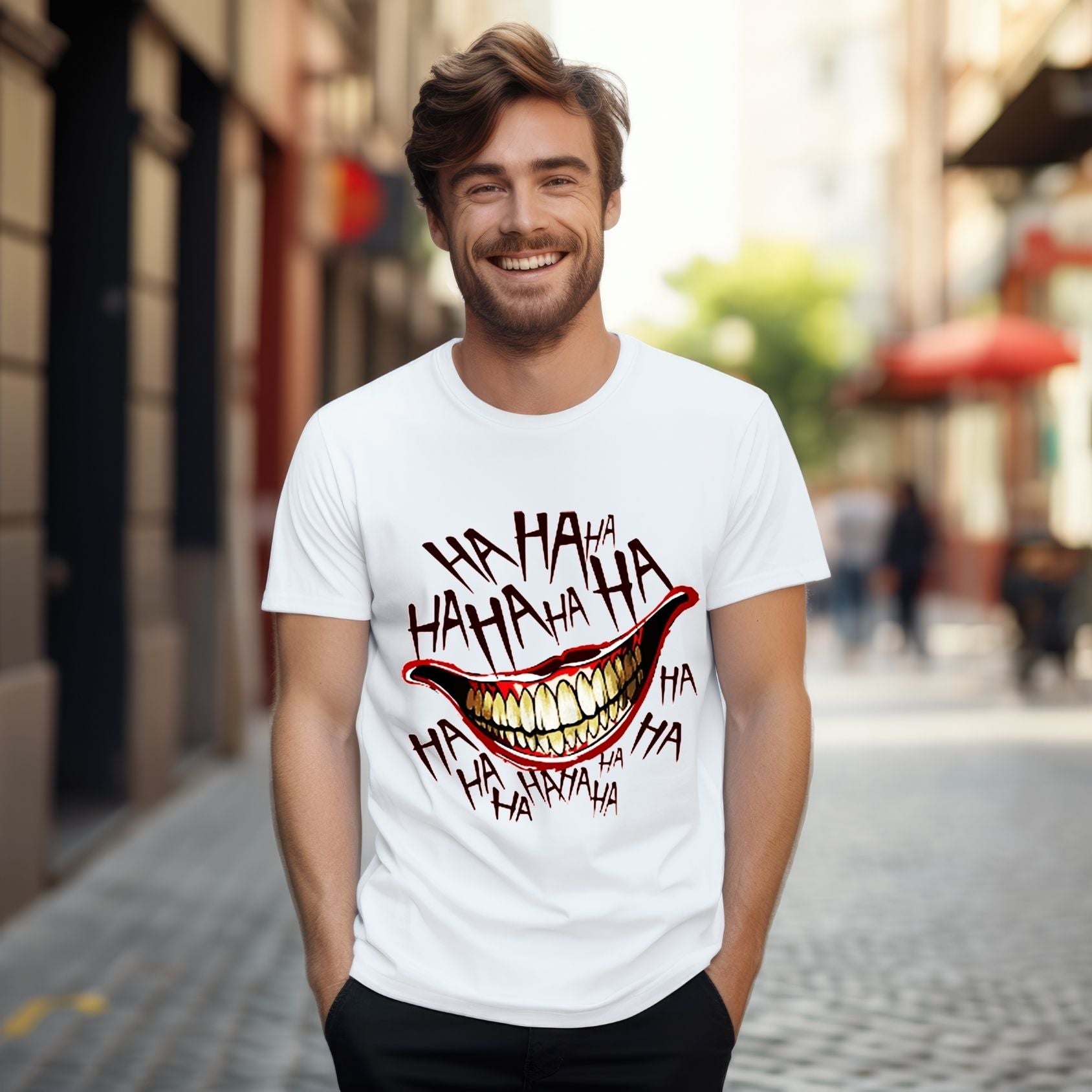 Sinister Smile Graphic T-Shirt – Horror-Inspired Streetwear Tee