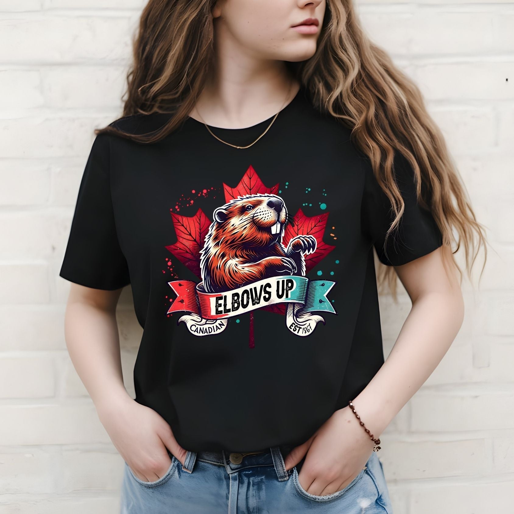 Elbows Up Beaver T-Shirt – Funny Canadian Wildlife Tee