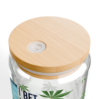 16oz Sipper Glass – "My Soul Smells Like Weed" Skull & Cannabis Design