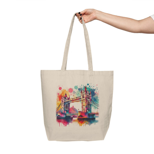 Watercolor Tower Bridge Canvas Tote — Colorful London Travel Market Bag