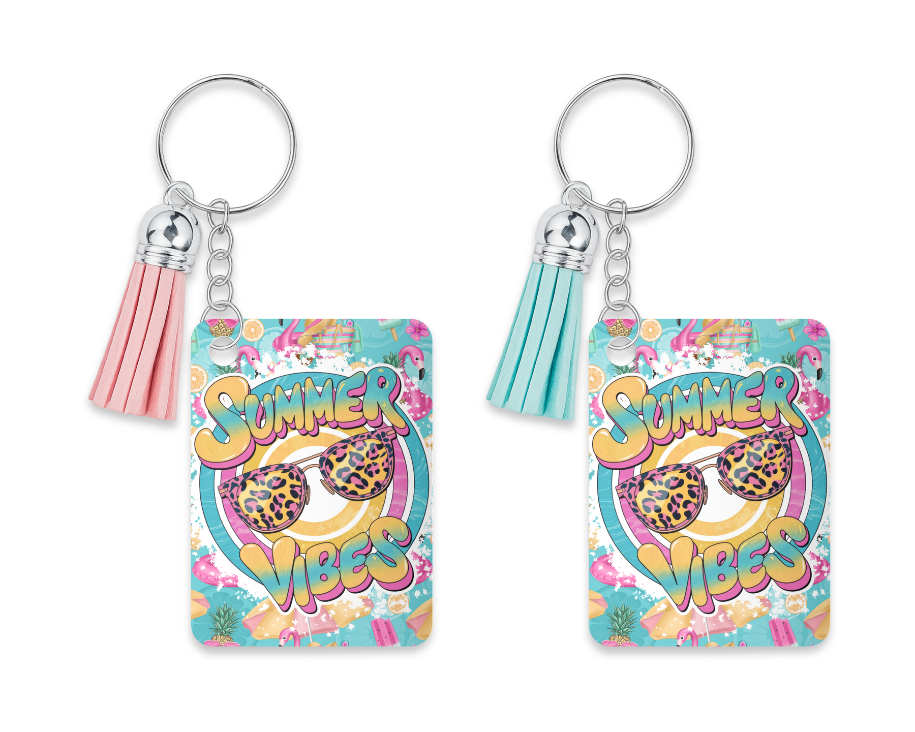 Summer Vibes bright acrylic beach keychain