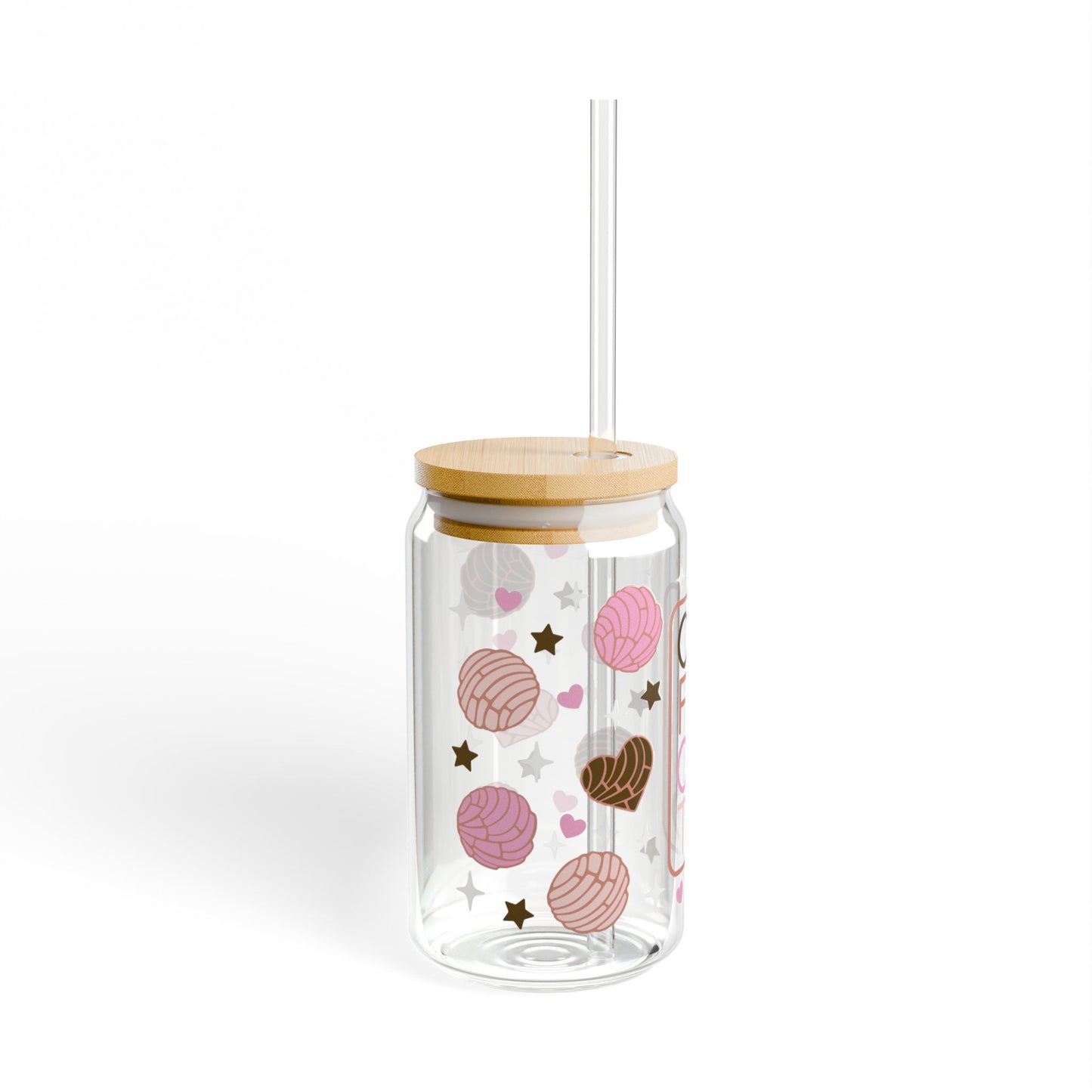 16oz Sipper Glass — Cute Lollipop Candy Design with Straw