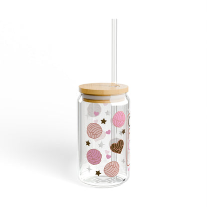 16oz Sipper Glass — Cute Lollipop Candy Design with Straw