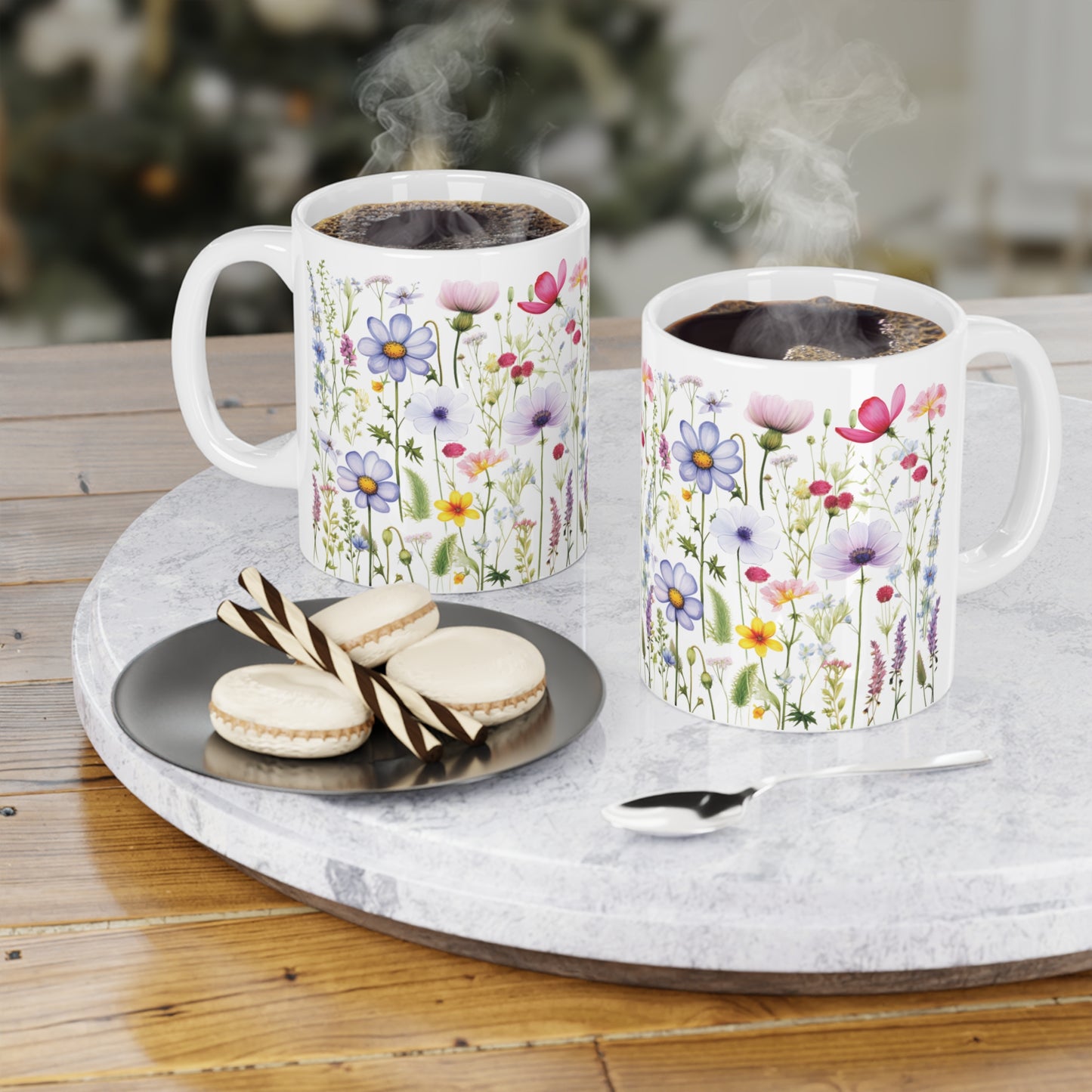 Wildflower Meadow Ceramic Mug — Floral Coffee Cup (11/15oz)