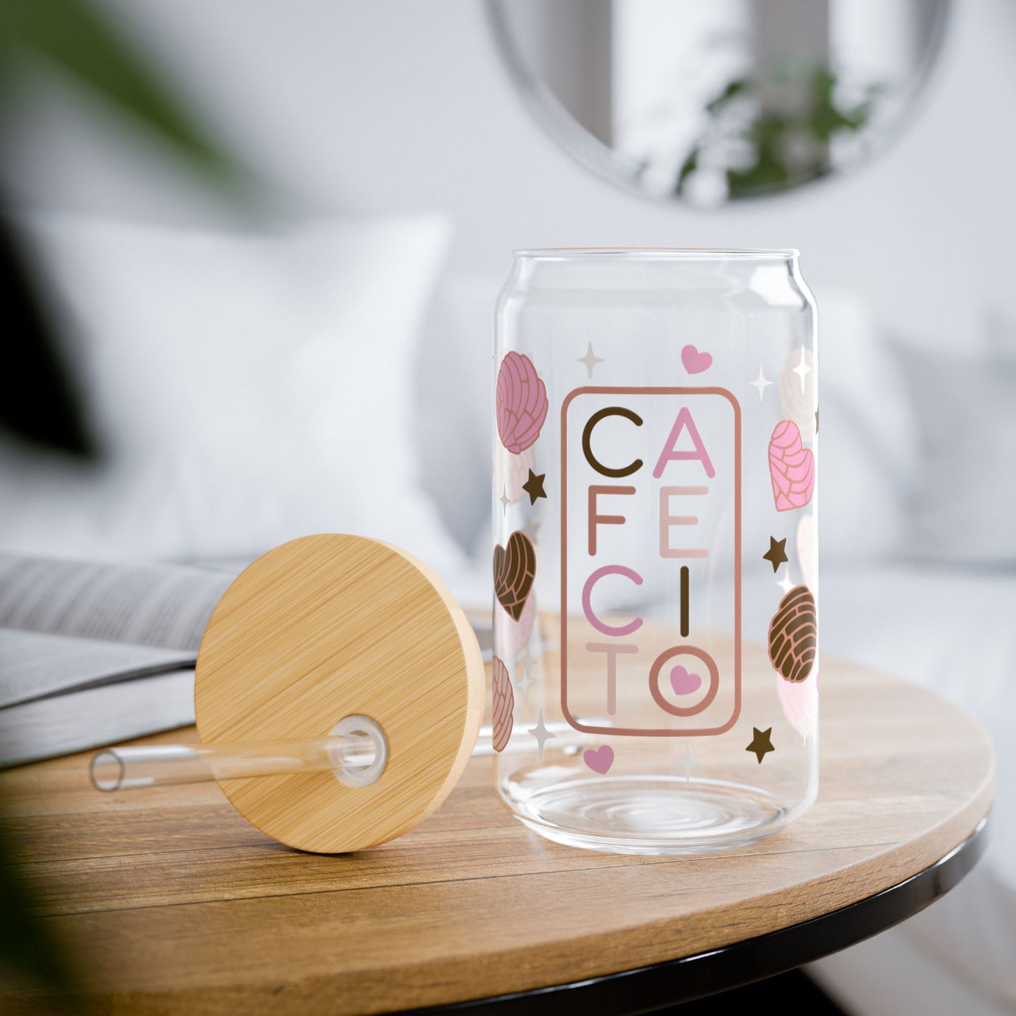16oz Sipper Glass — Cute Lollipop Candy Design with Straw