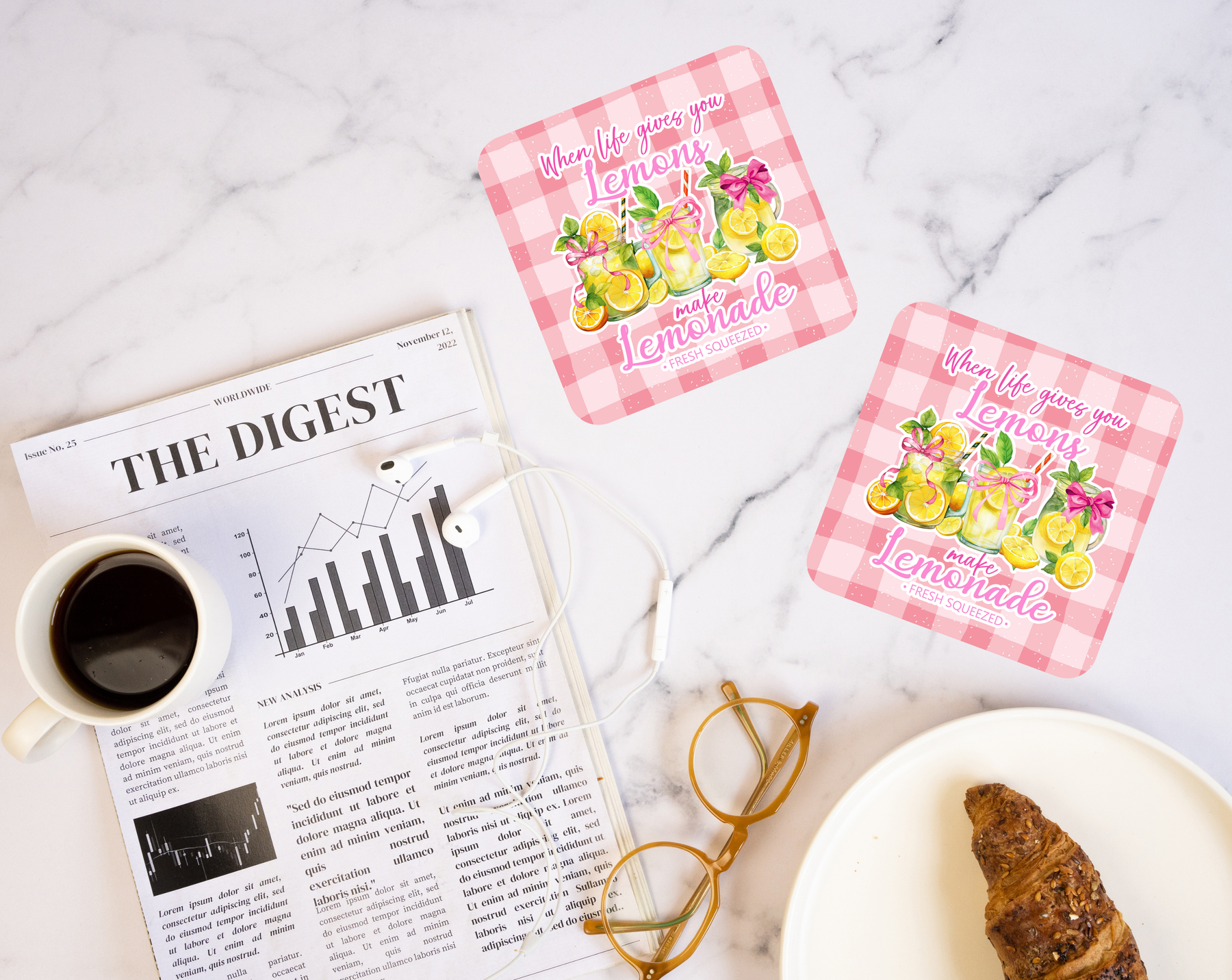 When Life Gives You Lemons Make Lemonade cottagecore coaster