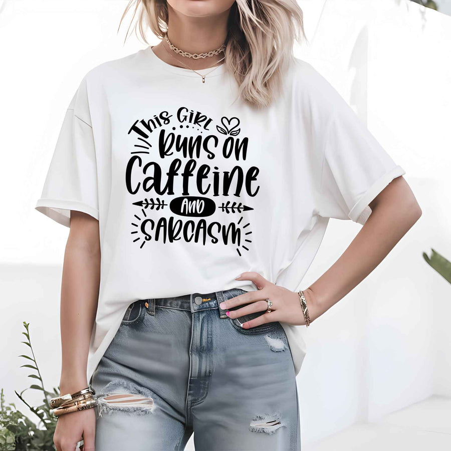 Caffeine & Sarcasm T-Shirt – Funny Coffee Lover Graphic Tee