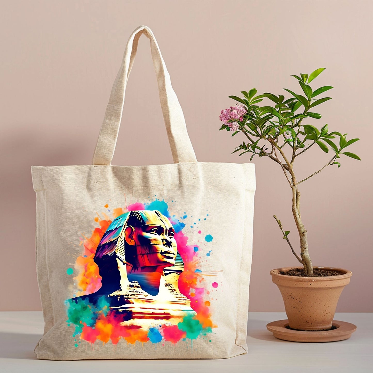 Great Sphinx of Giza Watercolor Canvas Tote Bag