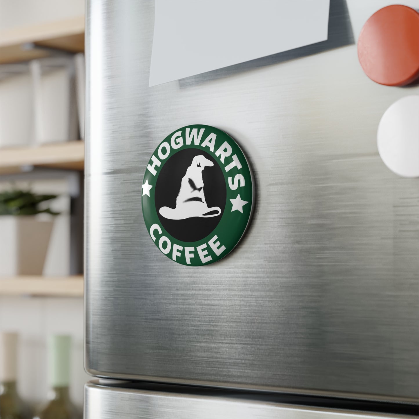 Hogwarts Coffee Round Magnet — Sorting Hat Coffee Fan Magnet
