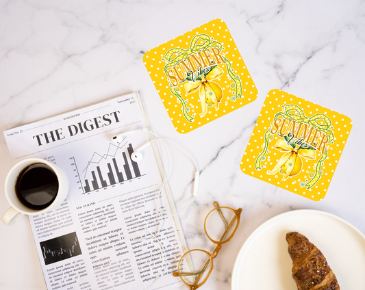 Summer Vibes Lemon Bow Coaster
