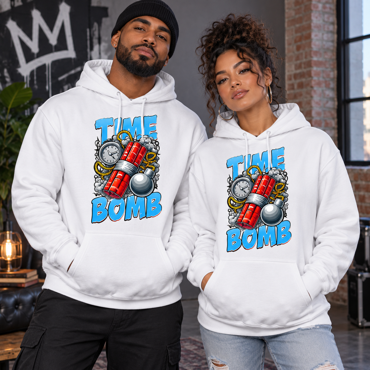 Time Bomb Streetwear Graphic Apparel men's and women's hoodie mockup