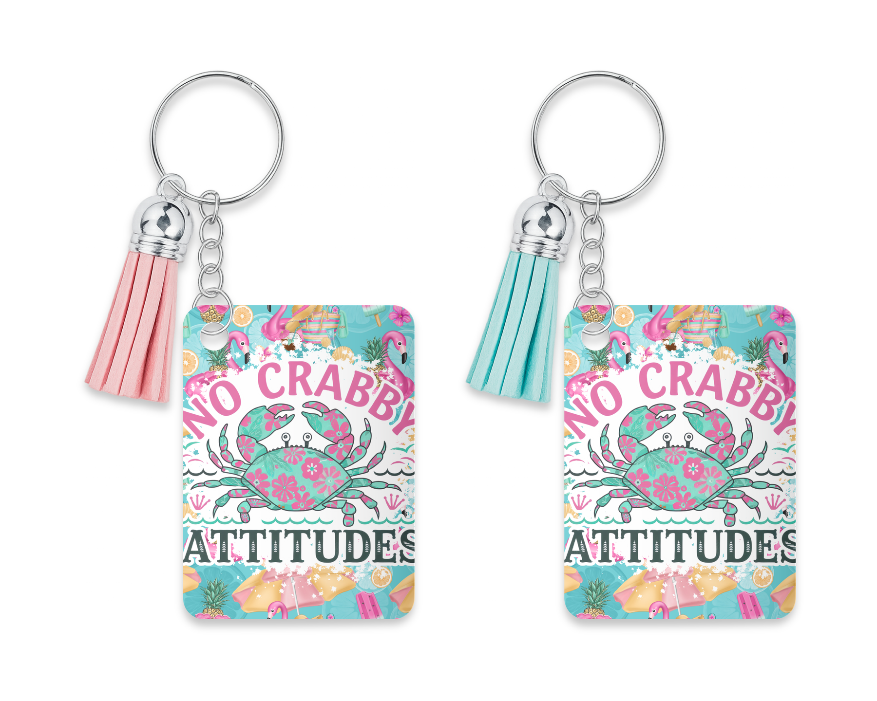 No Crabby Attitudes funny acrylic beach keychain