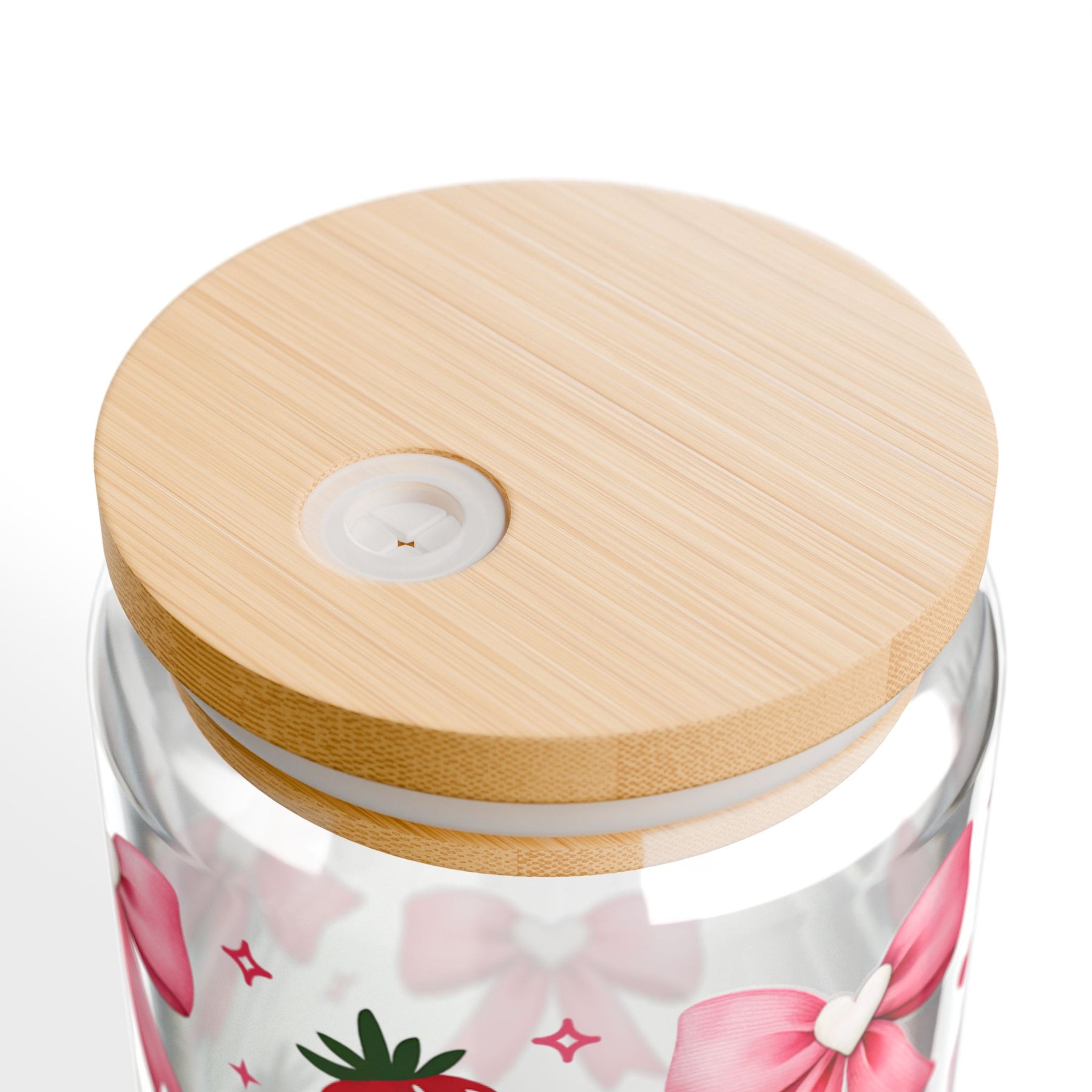 Pink Bows & Strawberries 16oz glass can alternate view