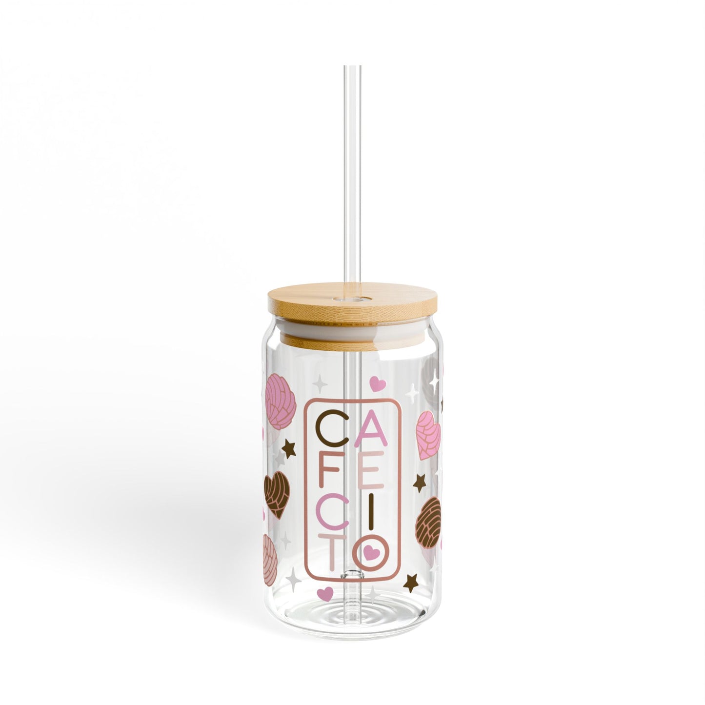 16oz Sipper Glass — Cute Lollipop Candy Design with Straw
