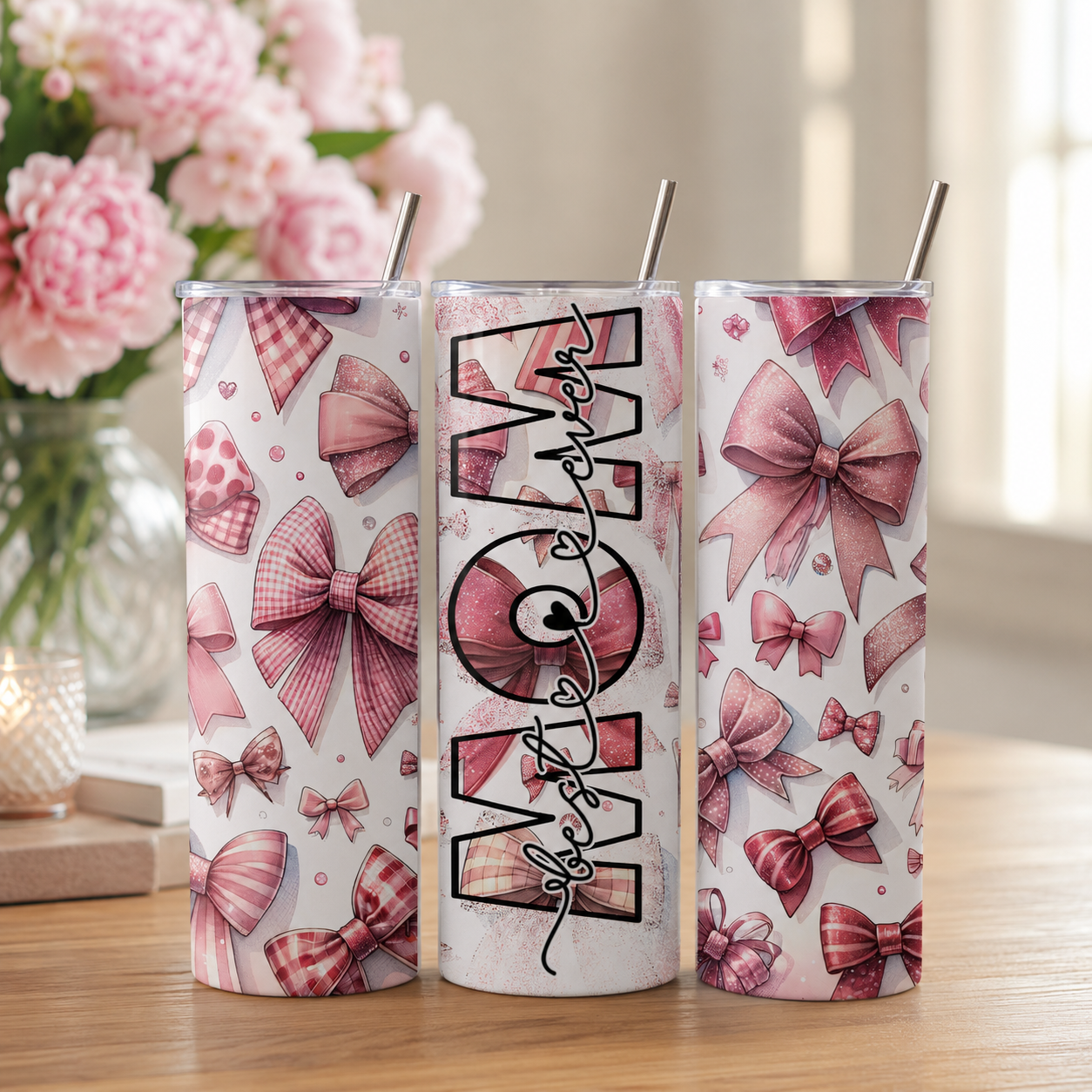 Mom Bow 20oz Skinny Tumbler