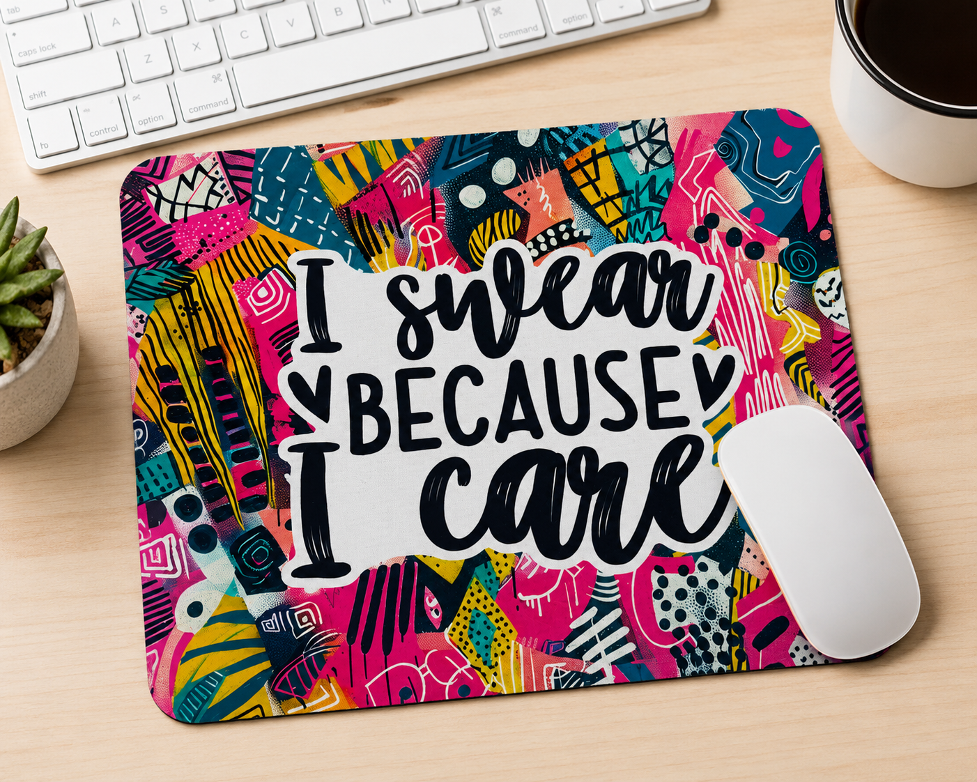 NOPE Not Today colorful abstract mouse pad design option