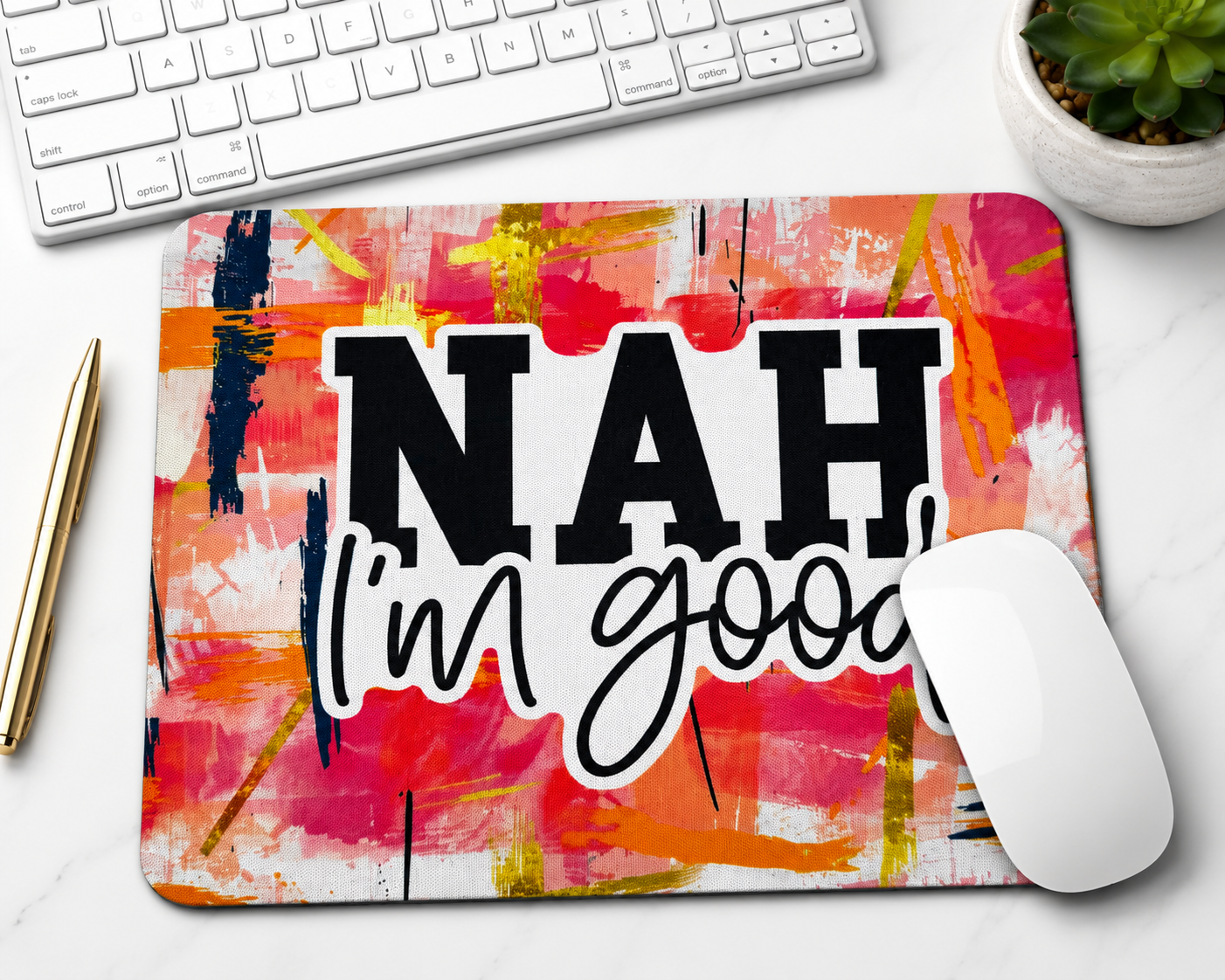 NOPE Not Today colorful abstract mouse pad design option