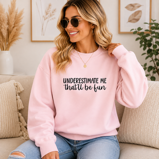 Underestimate Me confidence graphic apparel model view