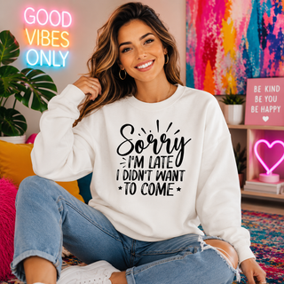 Sorry I’m Late introvert graphic apparel model view
