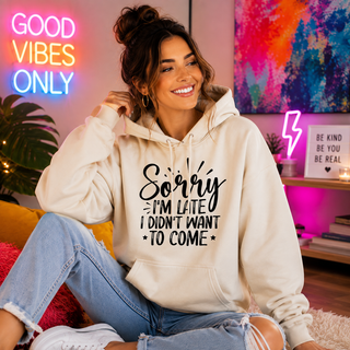 Sorry I’m Late introvert graphic apparel alternate view