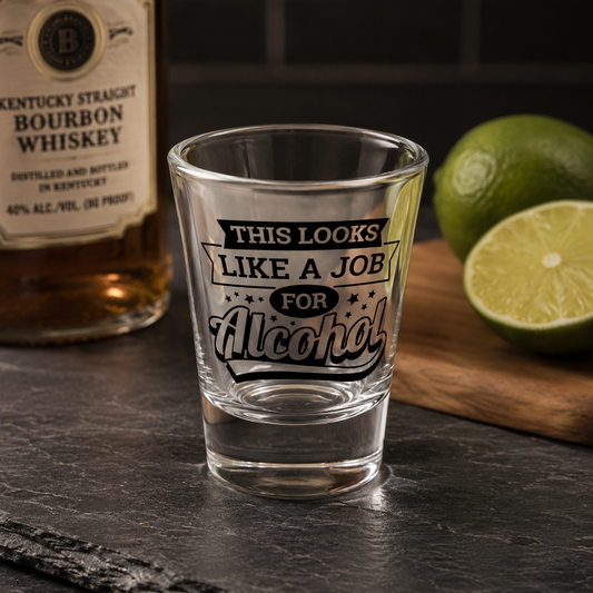 "This Looks Like a Job for Alcohol" Funny Shot Glass