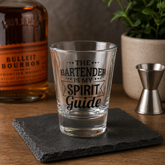 "The Bartender Is My Spirit Guide" Funny Shot Glass