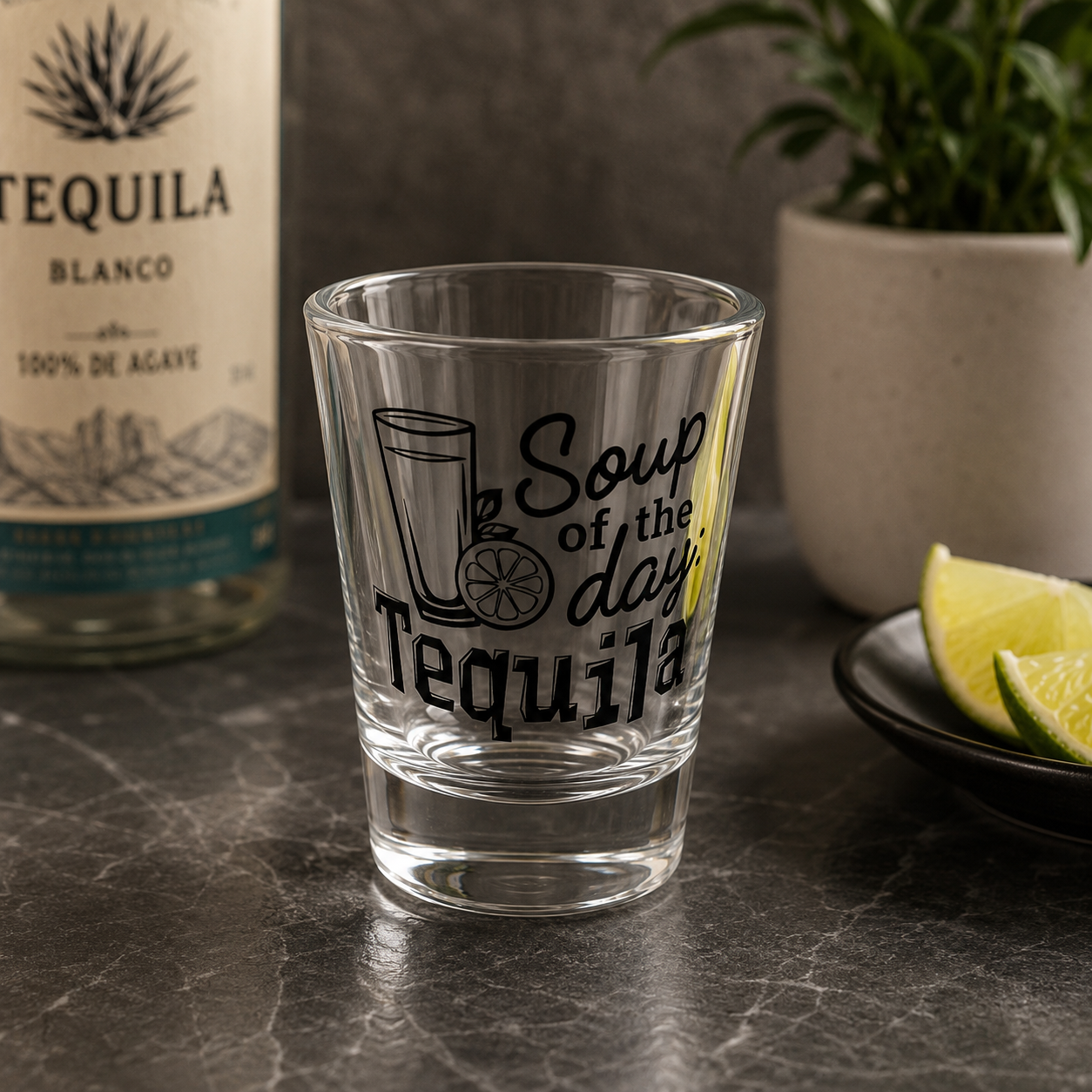 "Soup of the Day: Tequila" Funny Shot Glass
