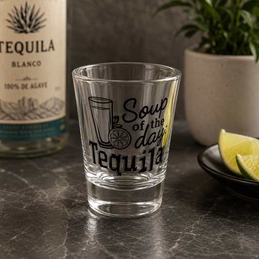 "Soup of the Day: Tequila" Funny Shot Glass