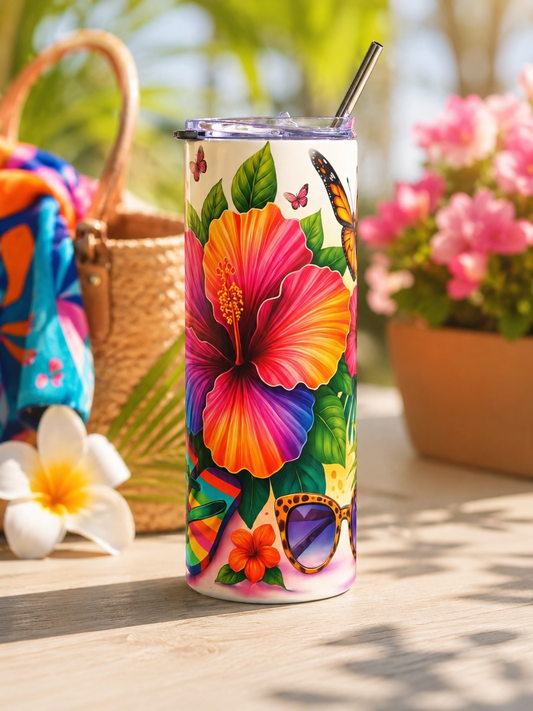 Tropical Hibiscus 20oz Skinny Tumbler