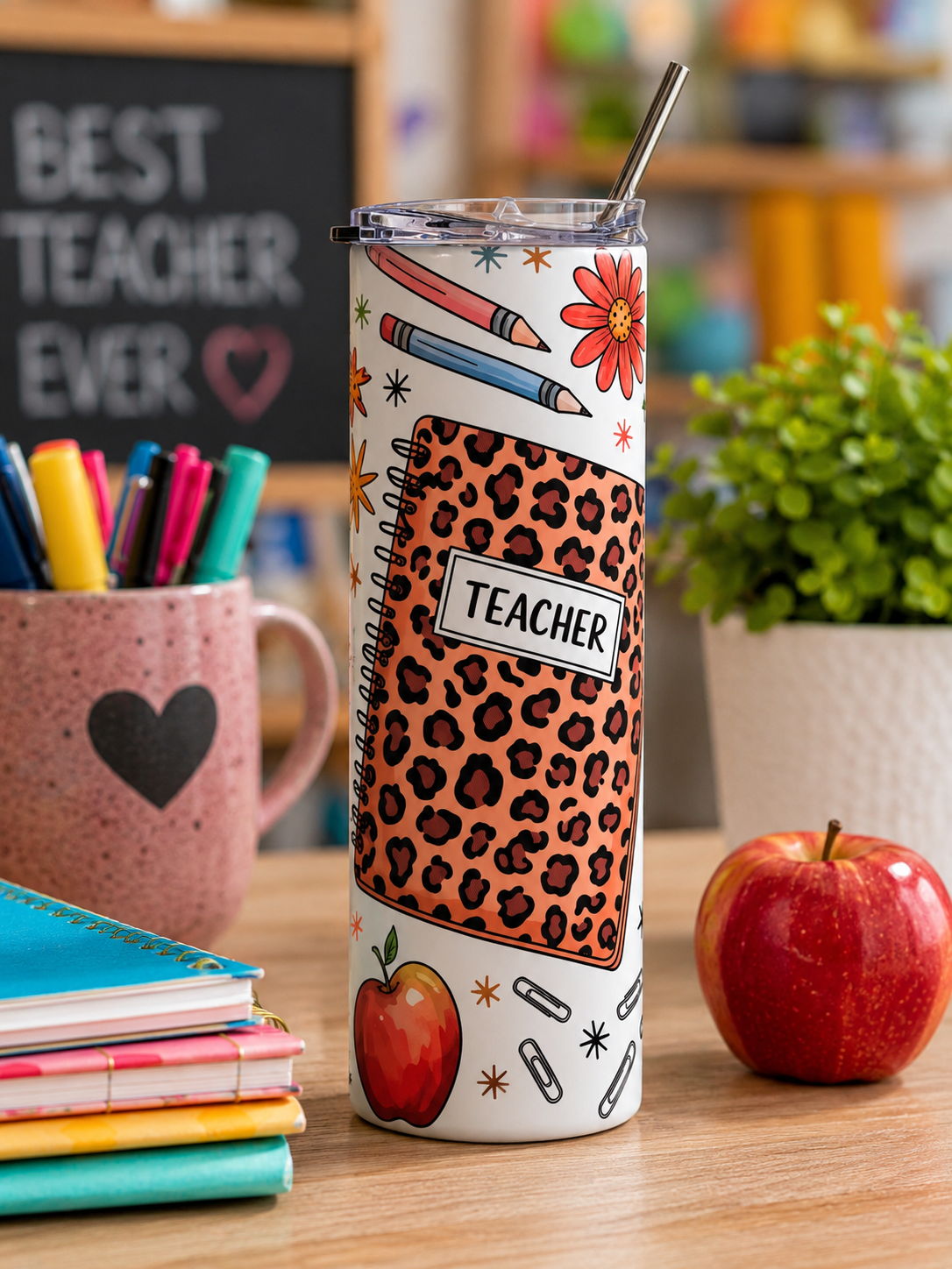 Teacher Leopard Print 20oz Skinny Tumbler
