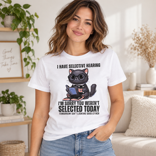 Selective Hearing Cat apparel mockup