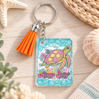 Always Salty keychain with orange tassel