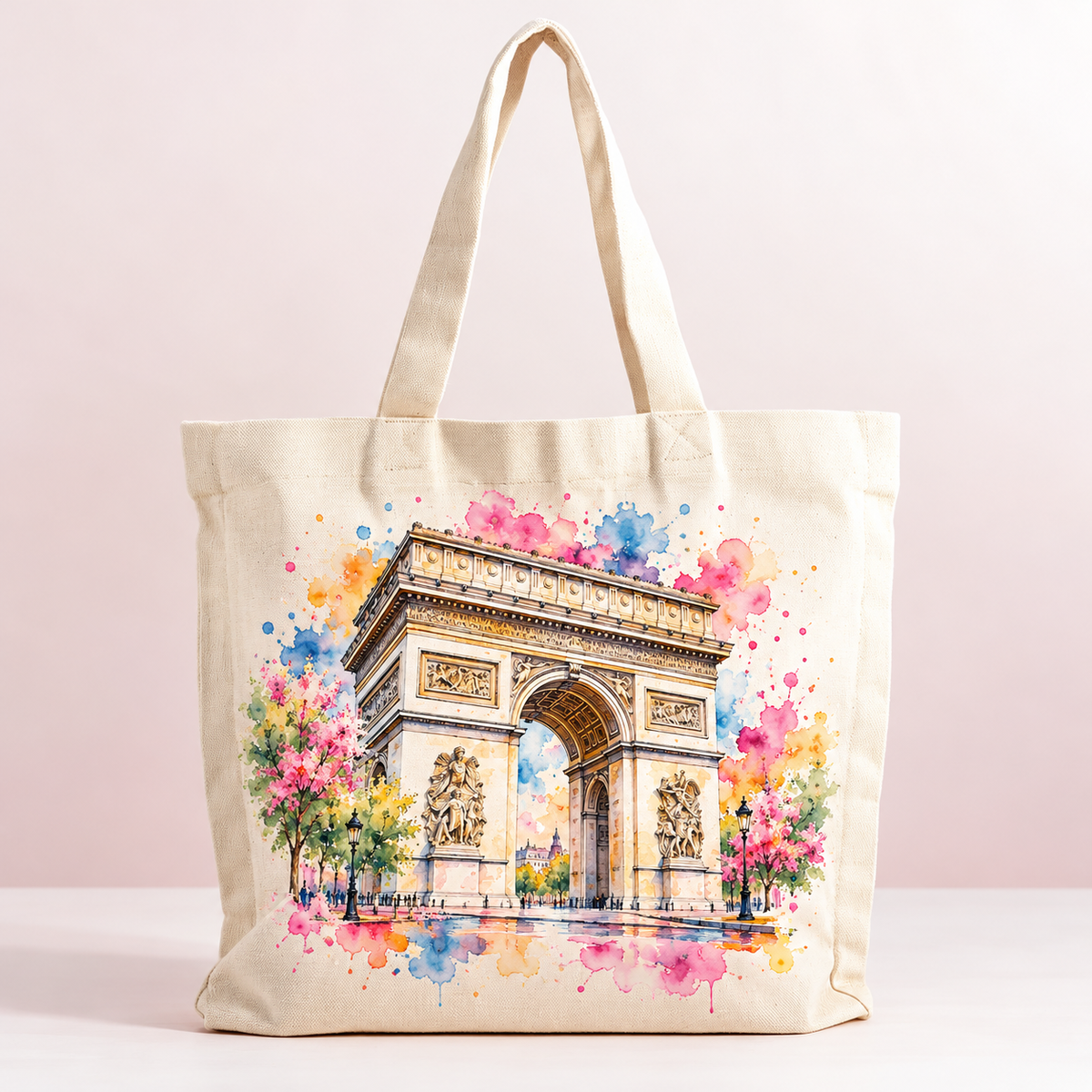 Arc de Triomphe Watercolor Canvas Tote – Paris Travel Bag — product mockup