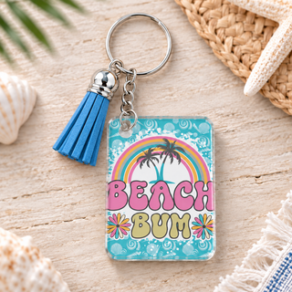Beach Bum keychain with blue tassel