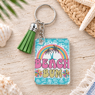 Beach Bum keychain with green tassel