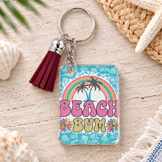 Beach Bum keychain with maroon tassel