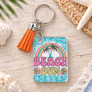 Beach Bum keychain with orange tassel