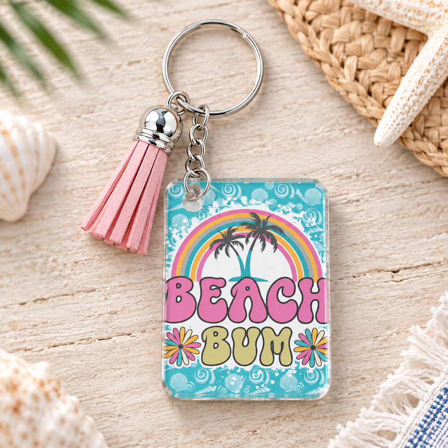 Beach Bum Acrylic Keychain – Cute Summer Key Ring