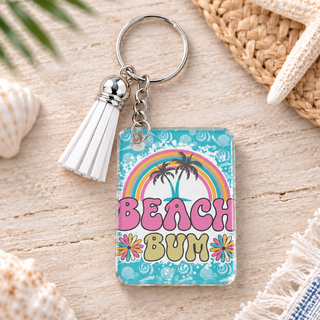 Beach Bum keychain with white tassel