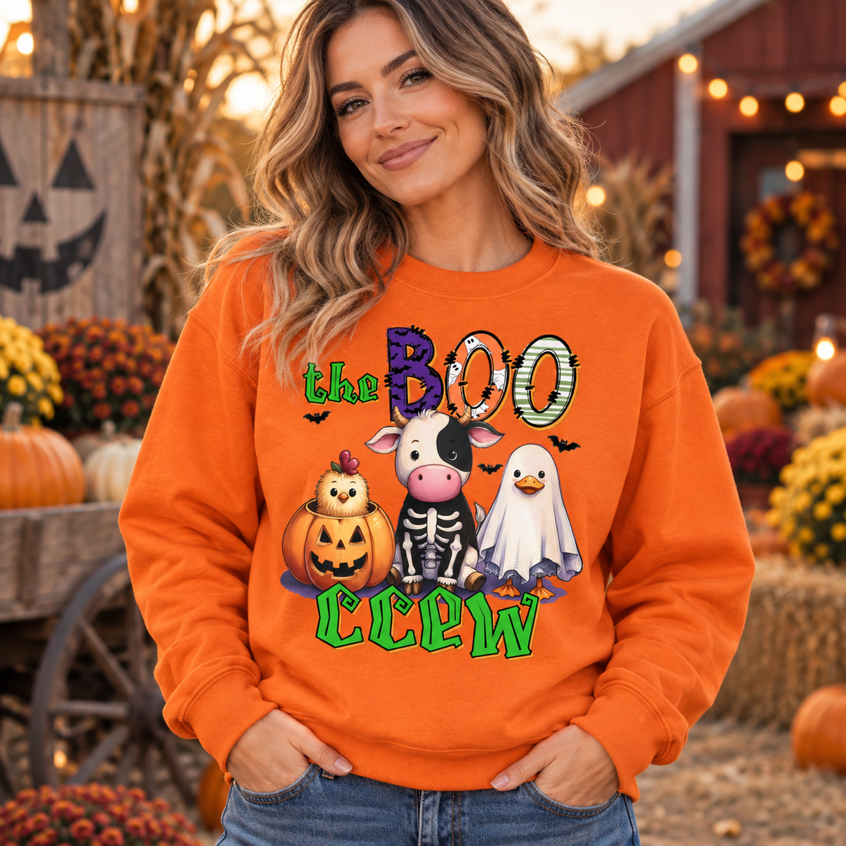 Boo Crew Farmhouse Halloween crewneck mockup