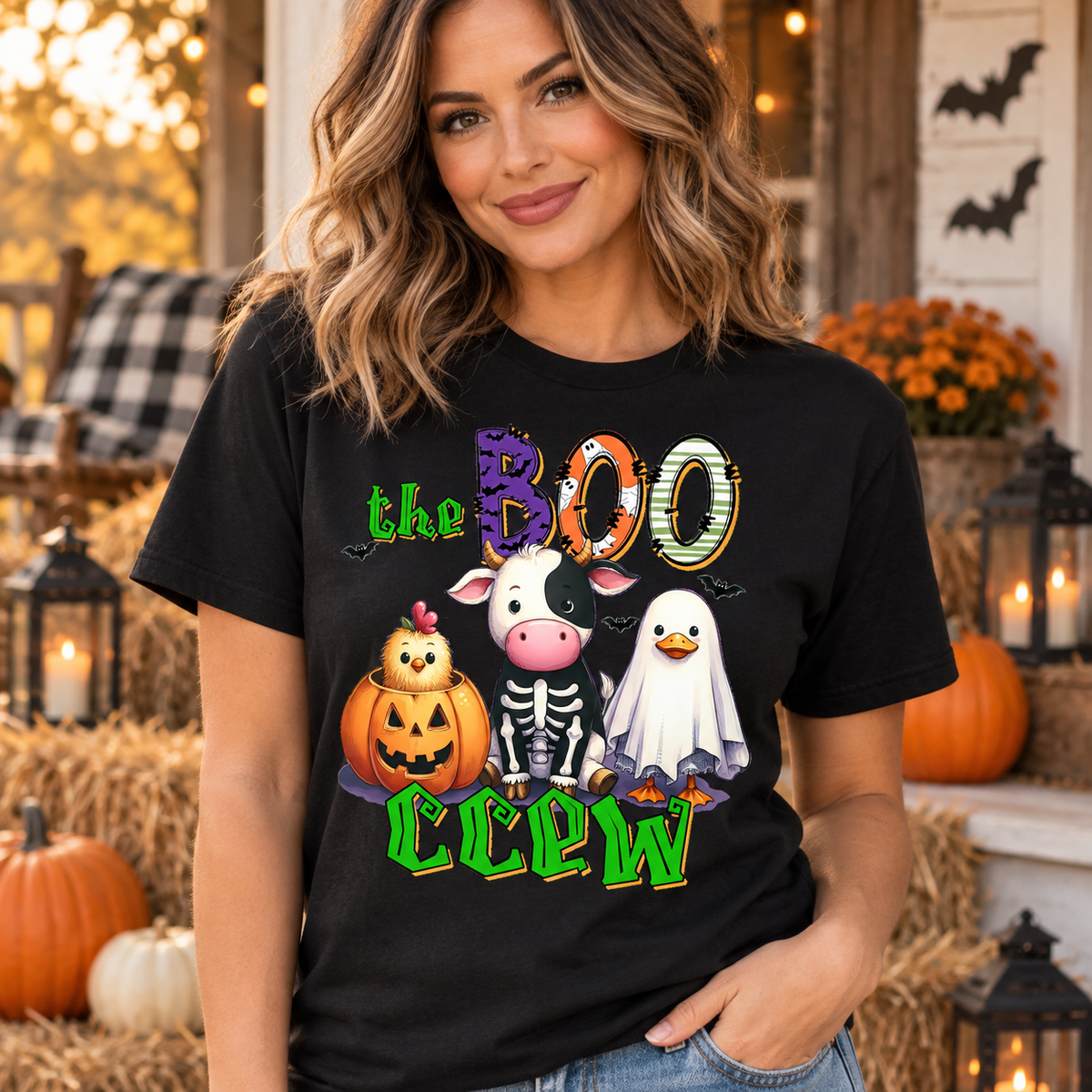Boo Crew Farmhouse Halloween T-shirt mockup