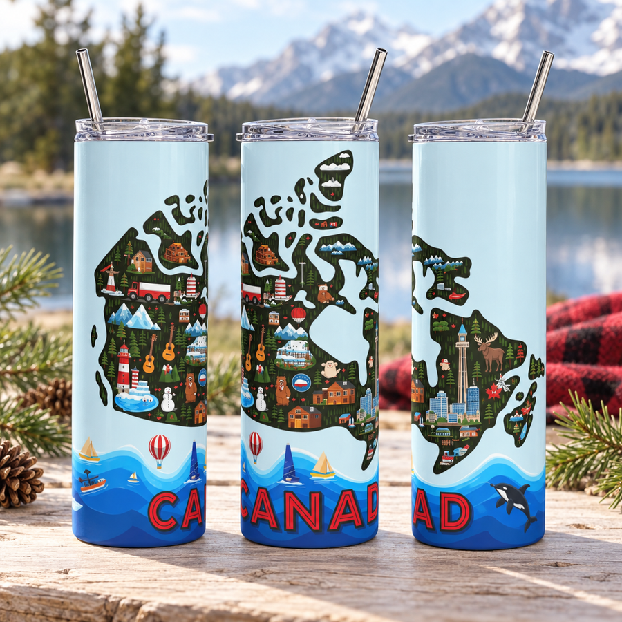 Canada Adventure Map 20oz Tumbler – Canadian Travel Gift