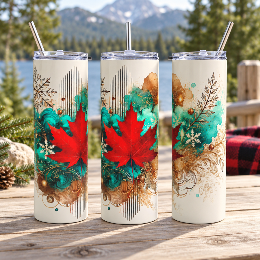 Artistic Maple Leaf 20oz Tumbler – Elegant Canada Day Gift