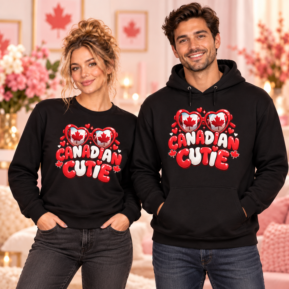 Canadian Cutie black crewneck sweatshirt and hoodie