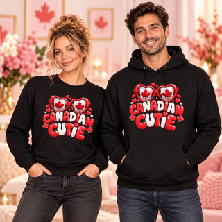 Canadian Cutie black crewneck sweatshirt and hoodie