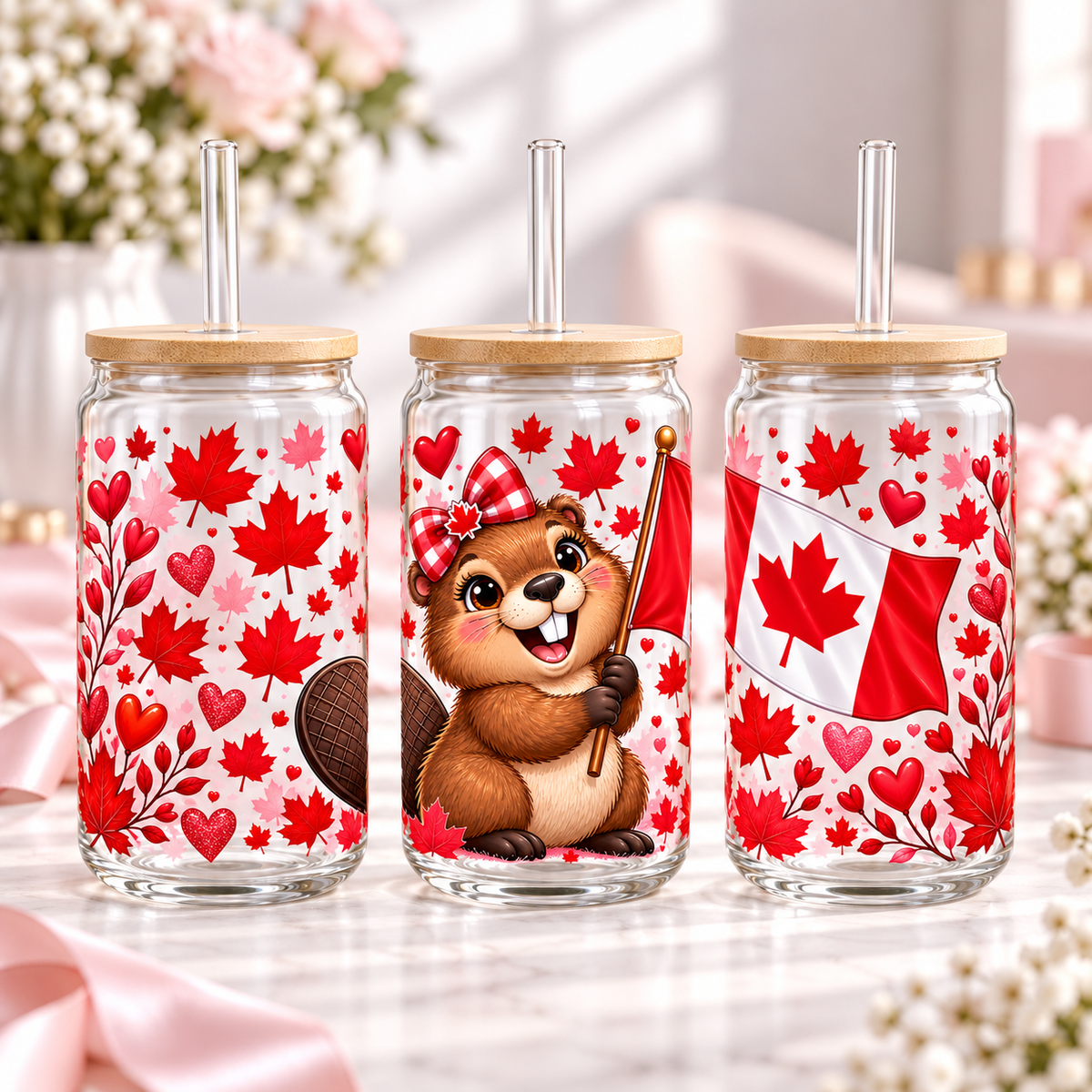 Canadian Beaver clear 16oz glass can
