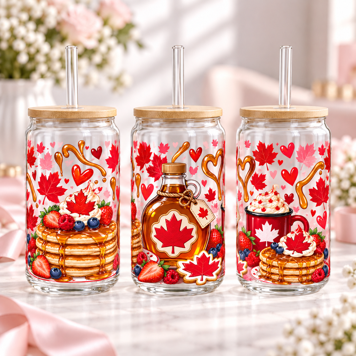 Maple Breakfast clear 16oz glass can