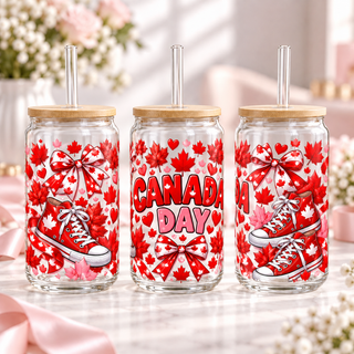 Canada Day Sneakers clear 16oz glass can