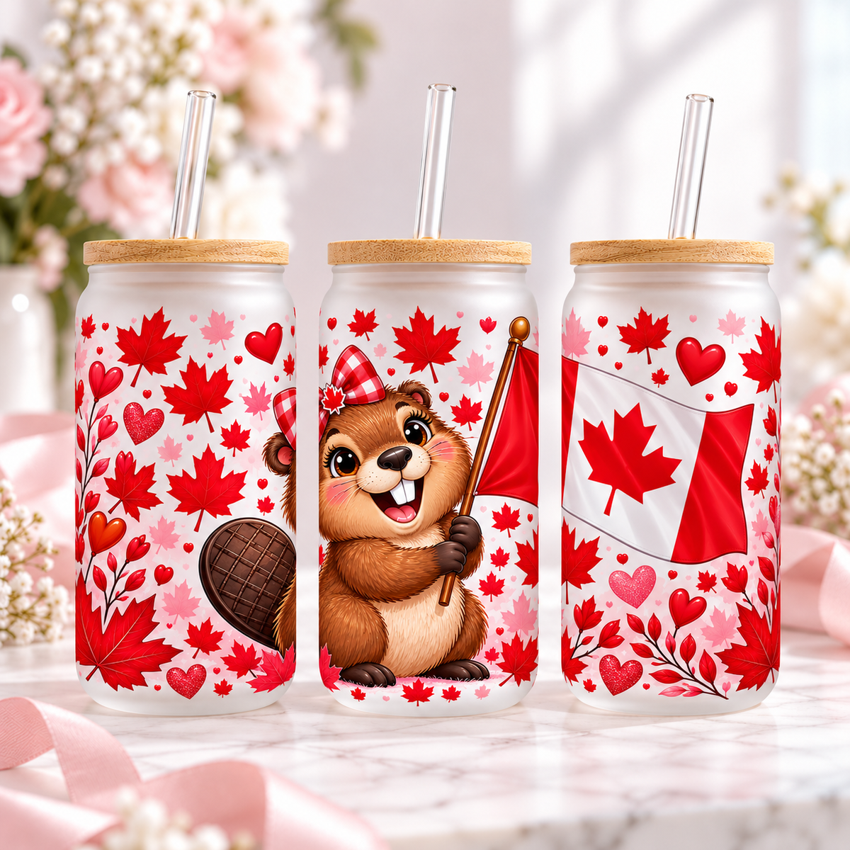 Canadian Beaver frosted 16oz glass can